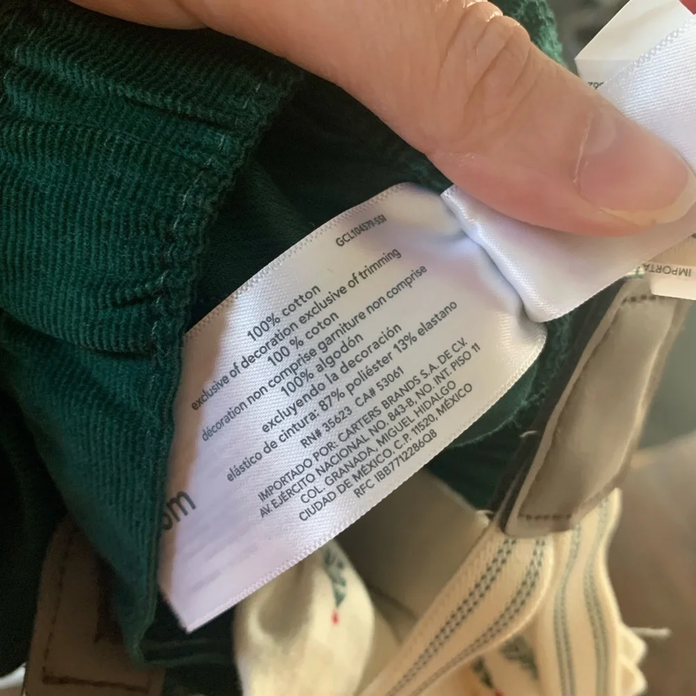 NWT Carter's Christmas corduroy pants with suspenders and tree onesie